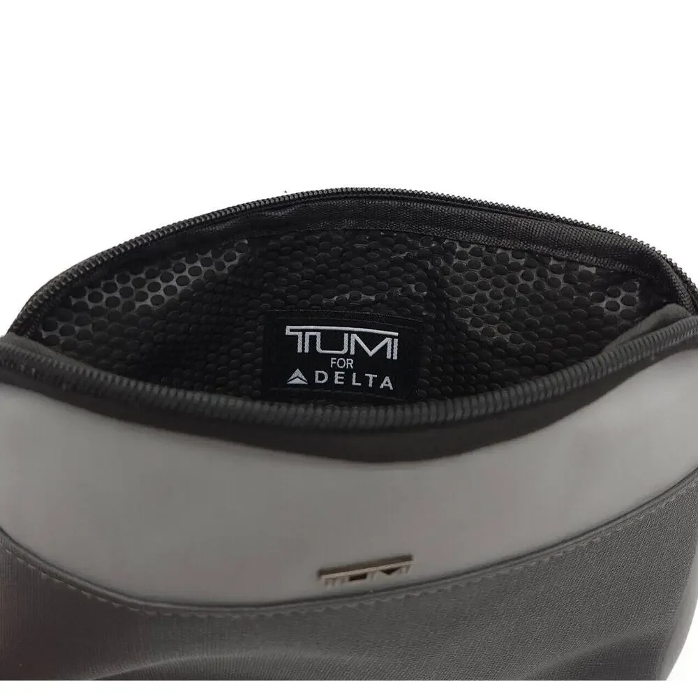 Tumi For Delta Airlines Small Travel Storage‎ Bag Zipper Pouch Toiletries Gray